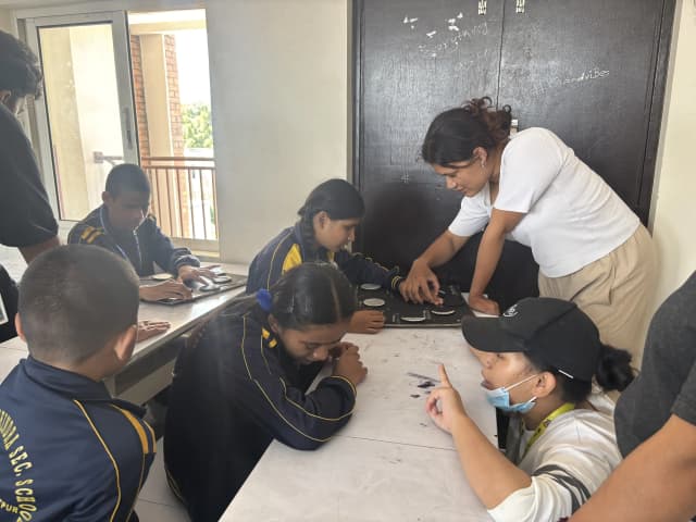 Our project members Anisha Roka and Puspakala Rai are supporting 2 different students with visual disabilities to understand phases of moon and use the 3D model.