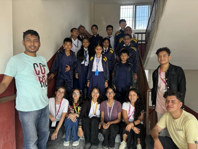 A group picture taken after the completion of the workshop consisting of around 20 individuals including our executives, officers, project members and 12 students with visual disabilities of Namuna Machindra School.