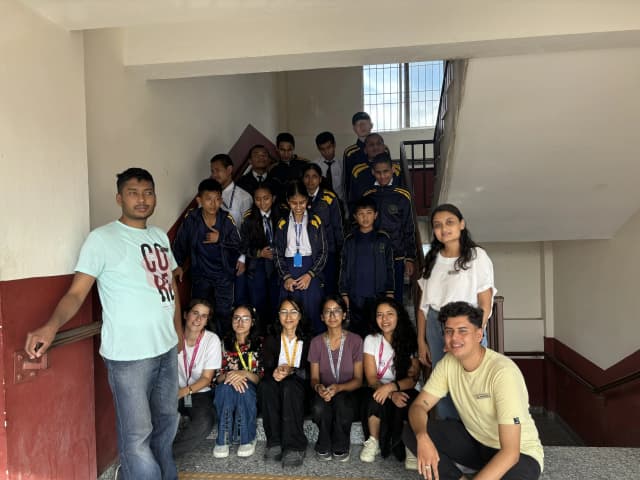 A group picture taken after the completion of the workshop consisting of around 20 individuals including our executives, officers, project members and 12 students with visual disabilities of Namuna Machindra School.