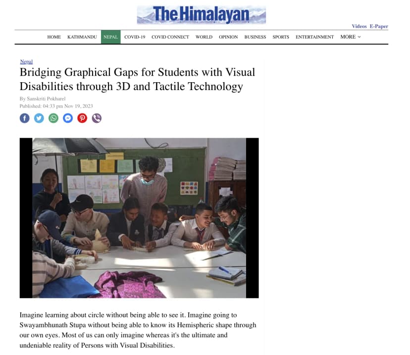 The screenshot of the News coverage: Bridging Graphical Gaps for Students with Visual Disabilities through 3D and Tactile Technology