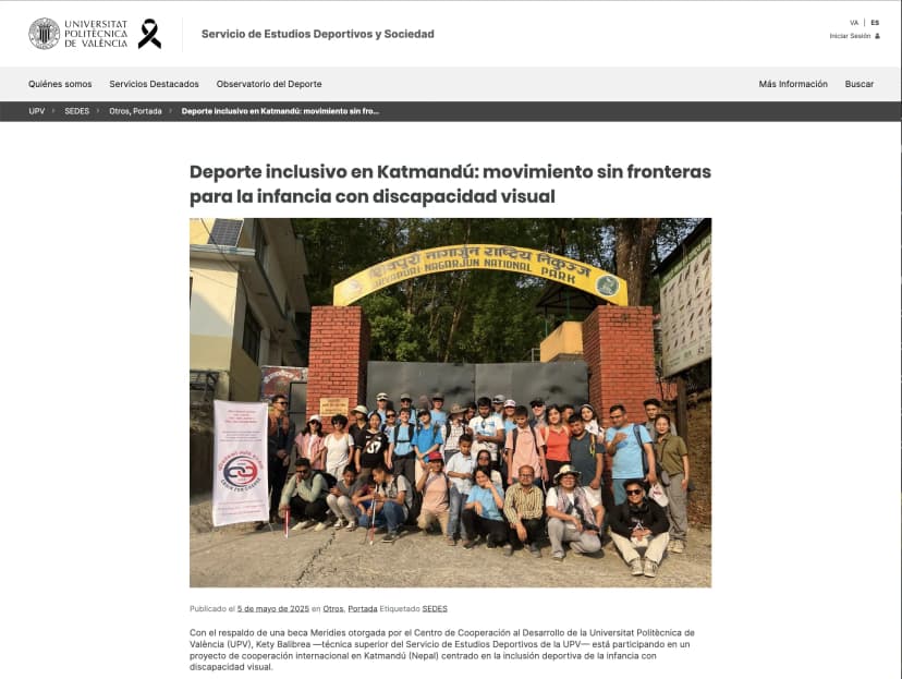 Article about inclusive sport in Kathmandu published on UPV
