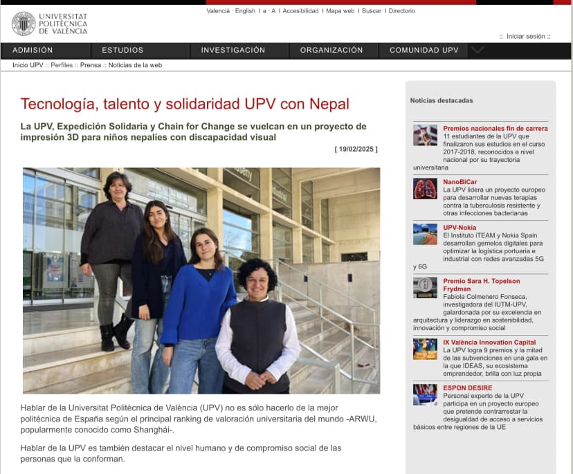 Article about UPV technology and solidarity with Nepal